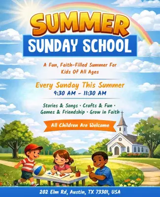 Summer Sunday School Activities Flyer Template