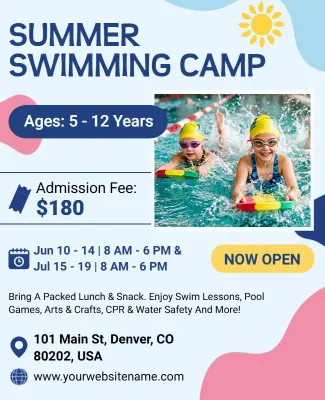 Summer Swimming Camp Event Flyer Template