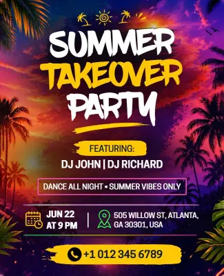 Summer Takeover Party Event Poster Template