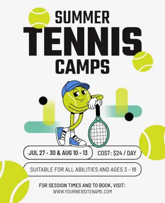 Summer Tennis Camps Poster Template