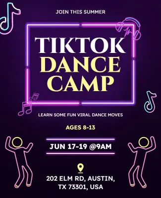 Summer Tiktok Dance Camp Flyer Template