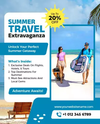Summer Travel Deals Beach Getaway Flyer Template