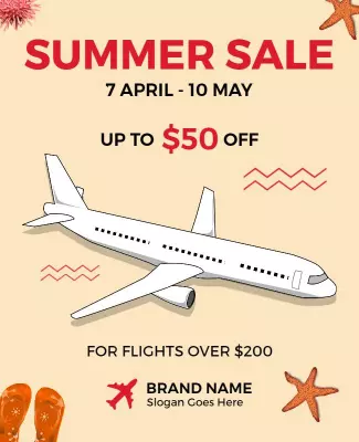 Bright Summer Travel Discount Sale Flyer Template