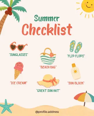 Summer Vacation Essentials Checklist Poster Template