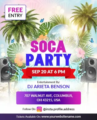 Summer Vibes Soca Party Flyer Template