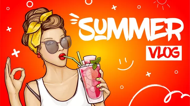 Summer Vlog Comic Style YouTube Thumbnail Template