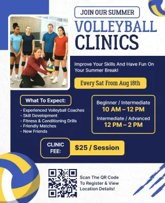 Summer Volleyball Clinics Training Flyer Template