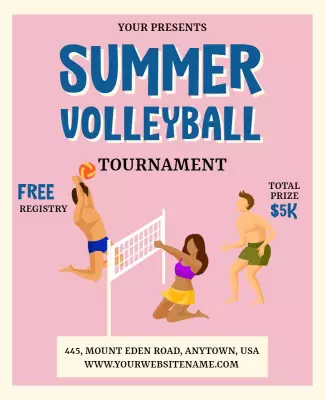Summer Volleyball Tournament Flyer Template