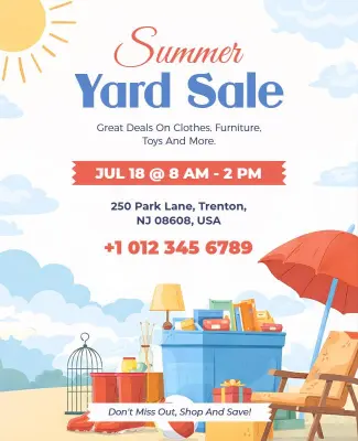 Summer Yard Sale Promotional Flyer Template