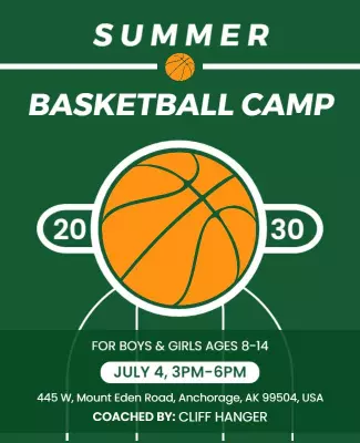 Summer Youth Basketball Camp Flyer Template