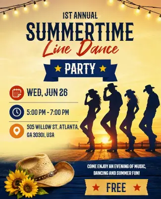 Summertime Line Dance Party Flyer Template