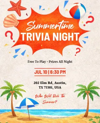 Summertime Trivia Night Flyer Template
