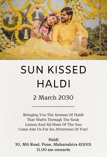 Sun Kissed Haldi Ceremony Celebration Invitation Template