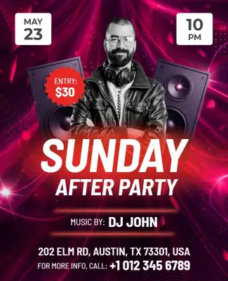 Sunday After Party Event Poster Template