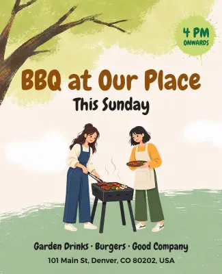 Sunday Barbecue Party Poster Template