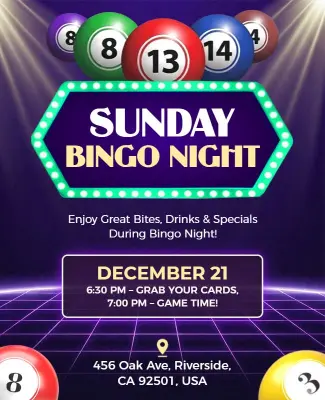 Sunday Bingo Night Event Flyer Template