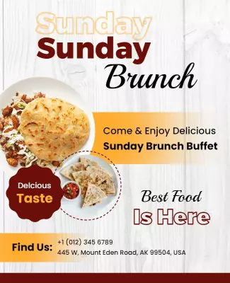 Delicious Sunday Brunch Buffet Invitation Flyer Template