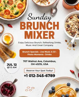 Sunday Brunch Mixer Event Flyer Template