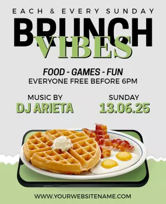 Sunday Brunch Vibes with Music Flyer Template
