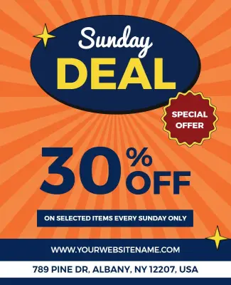 Sunday Deal Offer Announcement Flyer Template