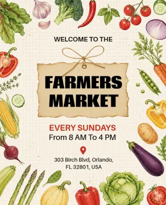Sunday Farmers Market Promotion Poster Template