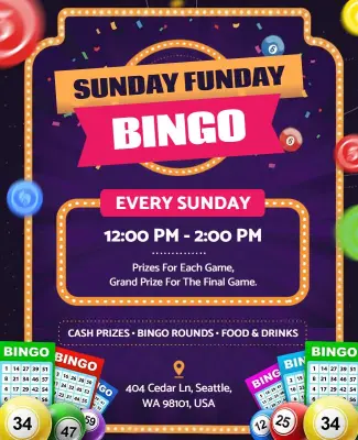 Sunday Funday Bingo Event Flyer Template