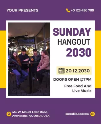 Sunday Hangout Event with Live Music Flyer Template