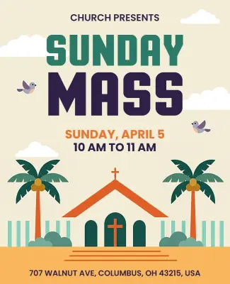 Sunday Mass Church Event Poster Template