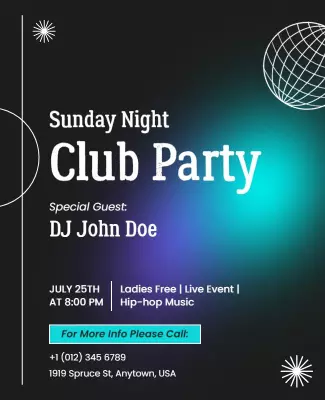 Sunday Night Club Party Event Flyer Template