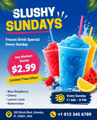 Sunday Slushy Discount Event Flyer Template