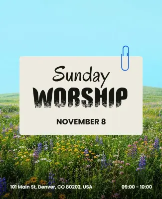 Sunday Worship Service Announcement Poster Template