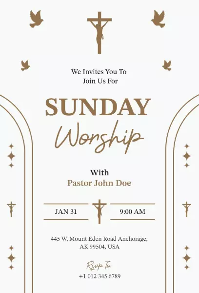 Sunday Worship Service Holy Gathering Invitation Template