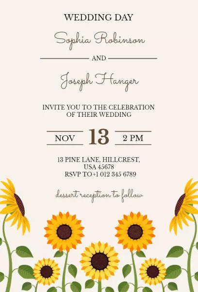 Sunflower Delight Floral Wedding Celebration Invitation Template