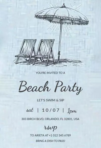 Sunny Coastal Beach Party Fun Celebration Invitation Template