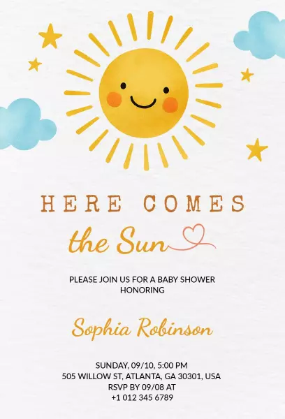 Sunny Day Baby Shower Celebration Invitation Template