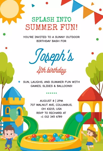 Sunny Outdoor Summer Birthday Bash Invitation Template