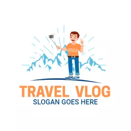 Sunny Travel Adventure Enthusiast Featuring Vlogger Logo Template