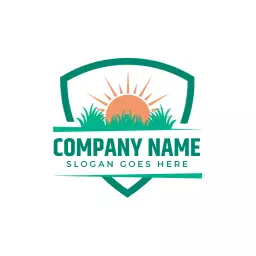 Sunrise Over Lush Green Grass for Lawn Care Services Logo Template