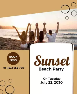 Sunset Beach Party Celebration Flyer Template