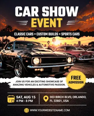 Sunset Car Show Event Flyer Template