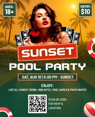 Sunset Pool Party Event Flyer Template