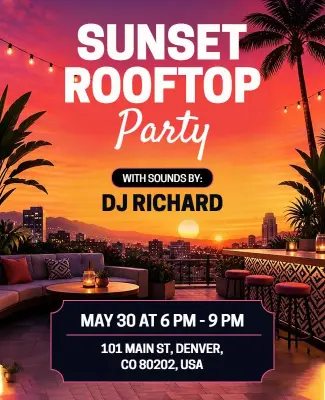 Sunset Rooftop Party Event Flyer Template