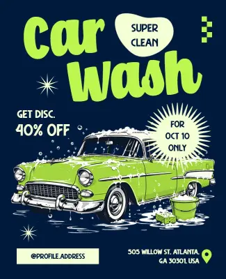 Super Clean Car Wash Discount Poster Template