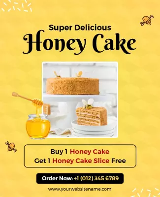 Super Delicious Honey Cake Promotion Flyer Template