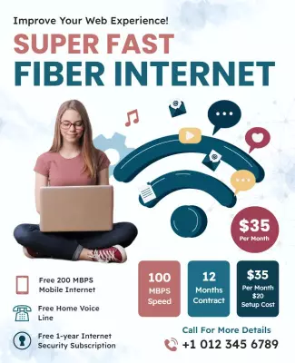 Super Fast Fiber Promotional Internet Flyer Template