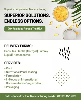 Supplement Manufacturing Services Informational Flyer Template