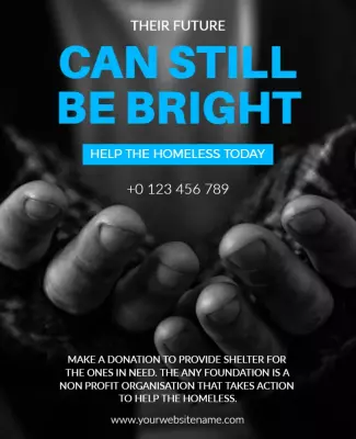 Supportive Black and Blue Homeless Assistance Donation Poster Template