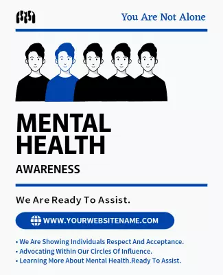 Supportive Black and White Mental Health Awareness Poster Template