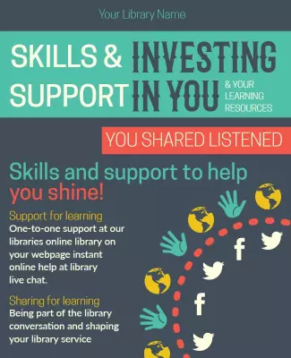 Supportive Colorful Library Learning Resources Poster Template