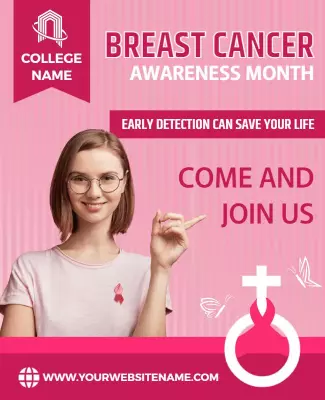 Supportive Pink Breast Cancer Awareness Event Poster Template